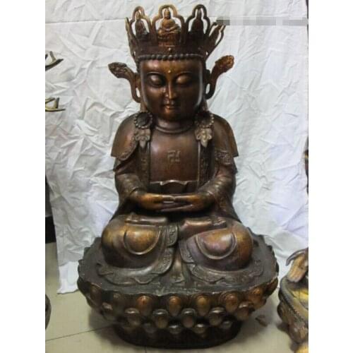 Free shipping S2262 32"Tibet vintage Bronze gilded Statues Amitayus longevity god Buddha Amitabha