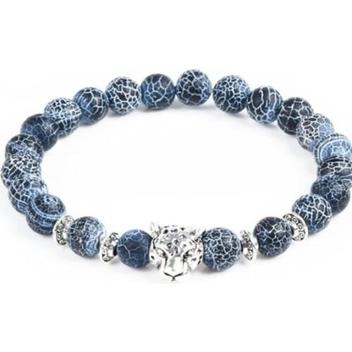 Leopard 8mm bohemian multicolor Agate beads Chakra Reiki Buddha Yoga Bracelet elastic adjustable Volcanic Stone Bangles c34cv