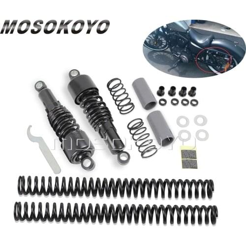 Black Shock Absorbers 10.5" Shocks Front Rear Lowering Slammer Kit for Harley Dyna FXD FXDL FXDB 2006-2017