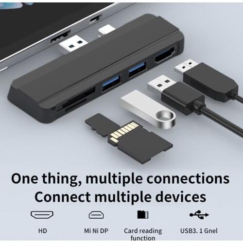 USB HUB 3.0 Docking Station for Microsoft Surface Pro 4/5/6 to USB3.0 Port HDMI-compatible SD/TF Reader Splitter Adapter