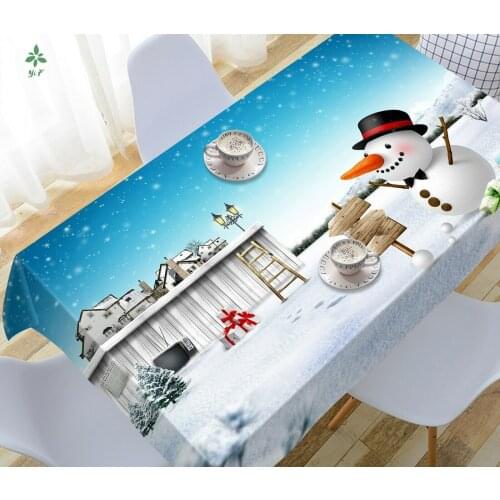 House Snow Presents Christmas Tablecloth Birthday Party Picnic Decorations