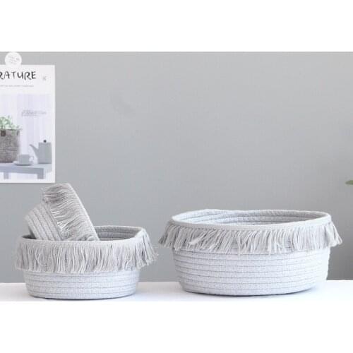Home Sundries Baby Toys Candy Tassels Storages Basket Desktop Small Organizer Box Cotton Rope Storage Baskets