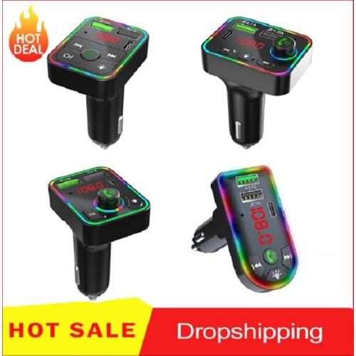 LED FM Transmitter Bluetooth 5.0 Car Kit Dual USB Car Charger 2 Ports, MP3 Player Color Backlit Radio Adapter Hands Free TF Card