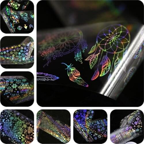 Holographic Nail Art Foil Transfer Sticker 4*100cm Dream Catch Horse FloralNail Designs DIY Wrap Paper Foils Nail Art Decoration