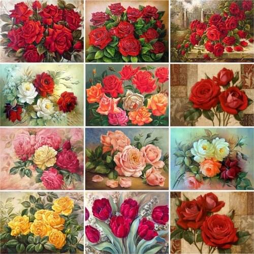 HUACAN Diamond Painting Flower 5D DIY Diamond Embroidery Rose Rhinestone Picture Cross Stitch Kit Full Square Decor For Home