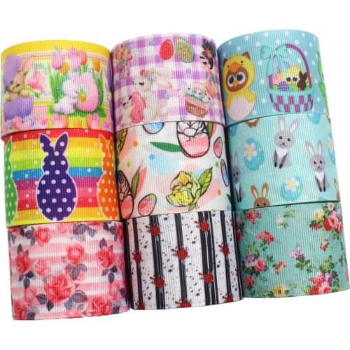 I-19103-328,1-1/2‘’ 38mm 10yds flowers and Easter Thermal transfer Printed grosgrain Ribbon,bow cap accessories and decorations