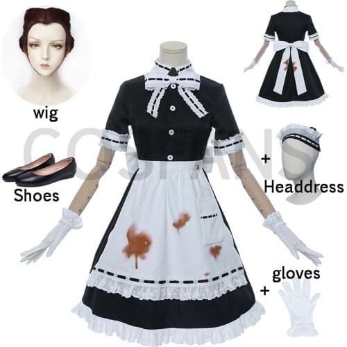 Game Identity V Cosplay Doctor Emily Dale Maid Dress Costume Halloween Carnival Costumes For Women Girl Wigs and shoes gloves
