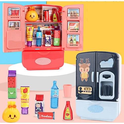 Simulation Miniature Double Door Refrigerator Kids Pretend Play House Toy Gift Furniture Decoration Accessories Toys