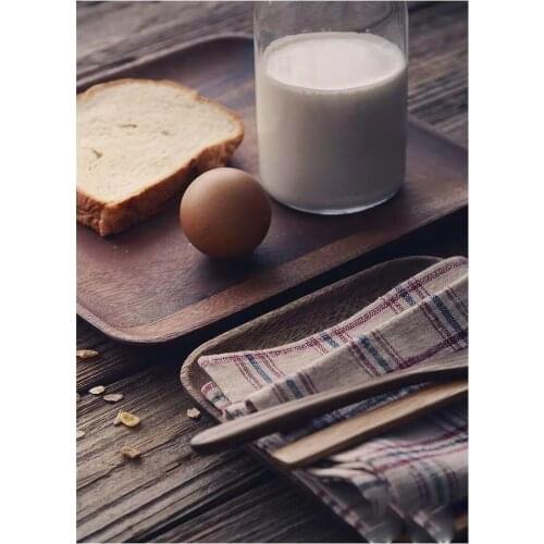 Square Rectangle Japanese Acacia Solid Wood Tray Dinner Plate Disc Coffee Tea Tray Fruit Bread Food Dessert Breakfast Plate