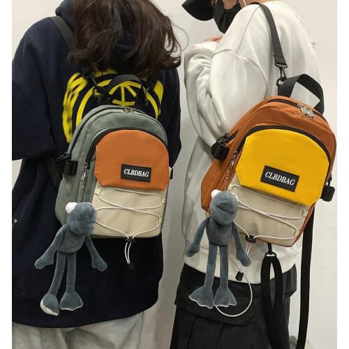 Small Panelled Colors Backpacks for Boys Girls Mini Drawstring Shoulder Bags Women Waterproof Purse Fashion Men Travel Schoolbag
