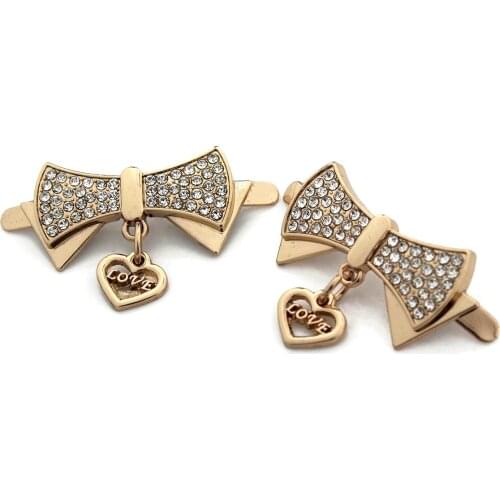 2pcs Metal Rhinestone Bowknot Buckle Fashion Shoes Clasp for DIY Handbag Bag Garments Hardware Closure Bag Parts Accessories