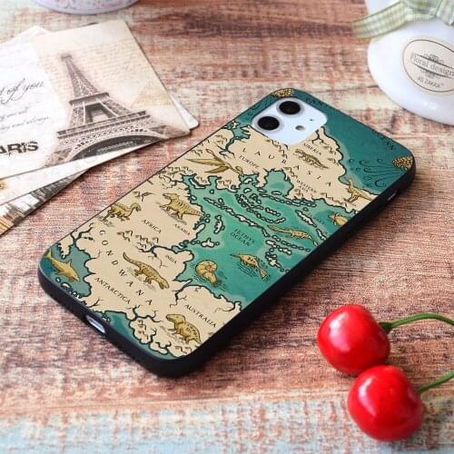 For iPhone Map of the supercontinent Pangaea Soft TPU Border Apple iPhone Case