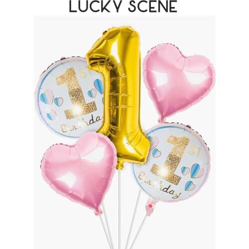 Boys and Girls Happy Birthday Balloon Set Aluminium Foil Combination One Year Old Decoration S00463