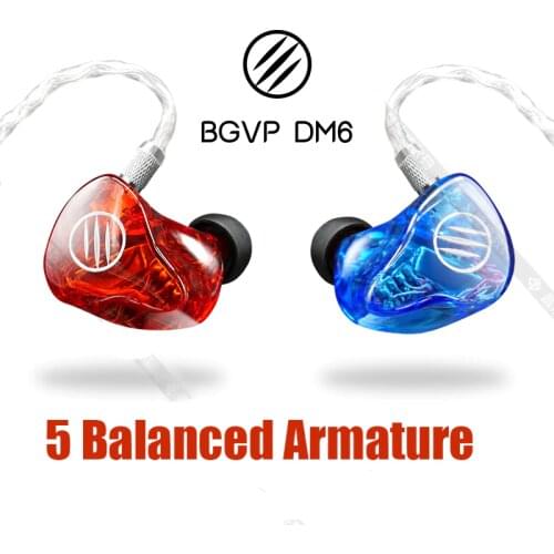 BGVP DM6 5 Drivers Balanced Armature 5BA Heavy Bass HiFi Audiophile Monitor DJ Studio Stereo MP3 In-ear Earphone Earbuds