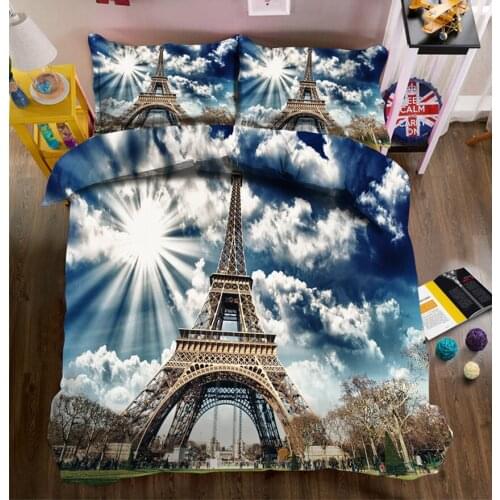 New Beautiful 3D Bedding Set Tower Photos Bed sheets Queen Twin Full Duvet Cover Bed sheet Pillowcase 4pcs/set Fitted sheet