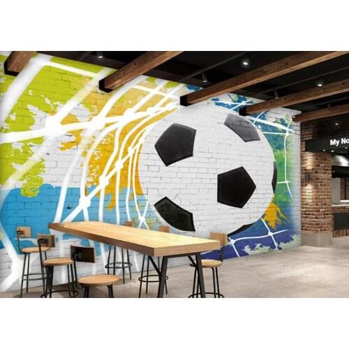 Custom papel DE parede infantil, Football broke brick pattern 3D cartoon murals for bedroom childrens room wall wallpaper
