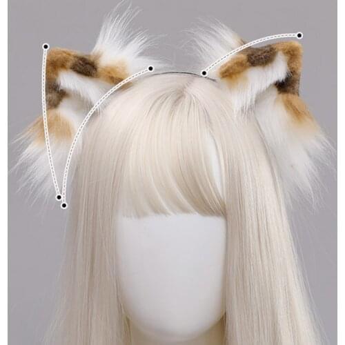 Creative Faux Fur Plush Ears Hair Hoop with 80cm Fox Tail Cosplay Accessories Cat Ears Headbands Hairpin Halloween Party Gift