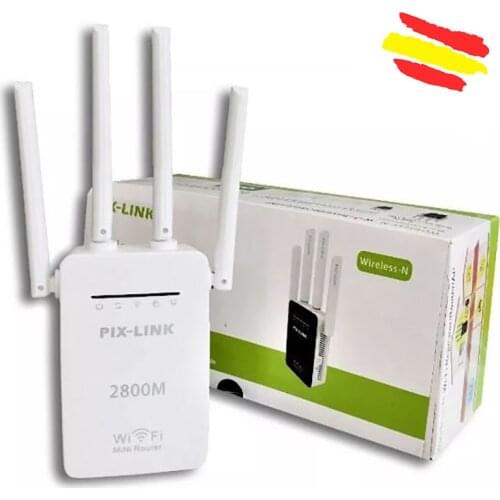 Repeater WIFI signal amplifier PIX-LINK LV-WR09 Wi-Fi 50 MTS wireless extender range Mini Router 4 antennas quality