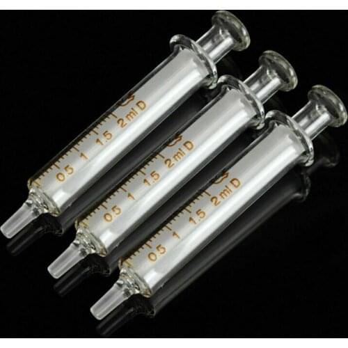 3 Pcs Glass Syringe Injector Sampler Dispensing With Ink Chemical Medicine 2ml
