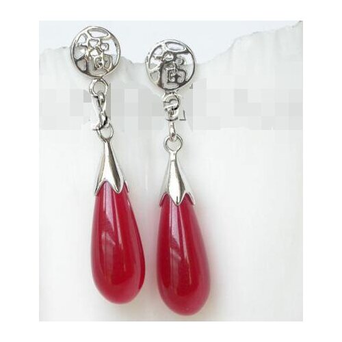 AAA Natural stone Dangle 821mm drop red Earrings