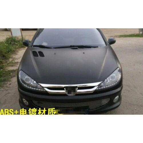 High quality ABS Chrome Front Grille Around Trim Racing Grills Trim for Peugeot 206/207