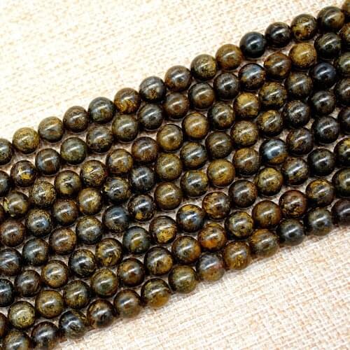 High quality natural Gray bronze color round loose stone ball Beads 15" Strand 4 6 8 10 12mm DIY Jewelry Making bracelet