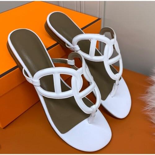 2021 Classic Luxury Simple Atmospher Strap Women Sandals High-end Customized Top Quality Sexy Women Shoes Flip Flops Size 35-41