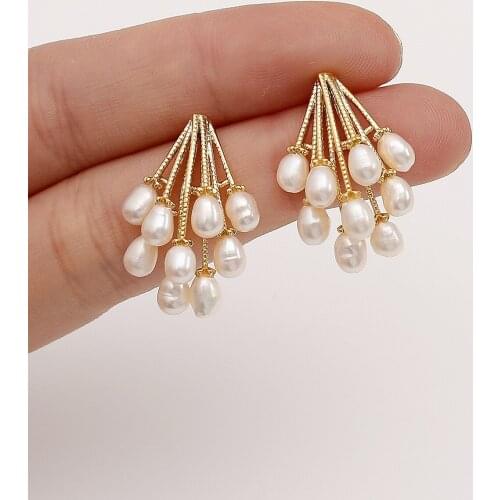 S925 Silver Needle Stud Earrings Drop Natural Fresh Water Pearl ECO Brass/14k Gold South Korea Fasion Jewelry for Women HYACINTH