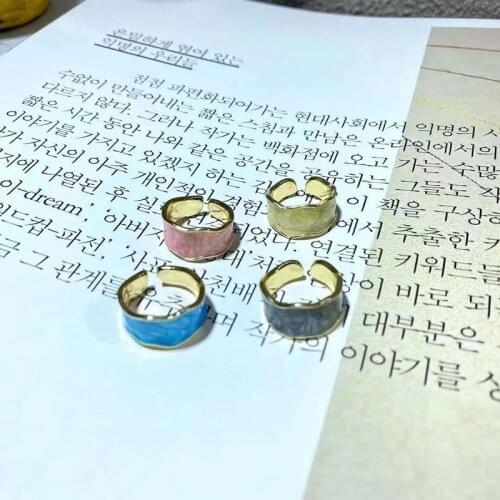 2021 New French Retro Style Enamel Glaze Ring Rainbow Color Oil Dripping Adjustable Ring For Women Girl Trendy Jewelry Gift