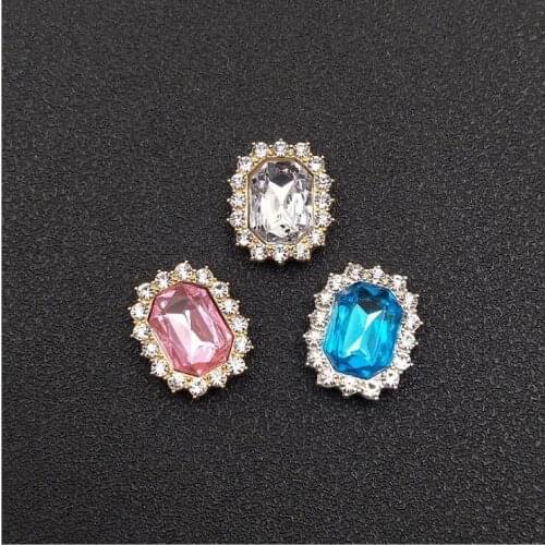 10Pcs Oval Rhinestone Embellishments Buttons Flatback Decorative For Handicraft Bowknot Flower Decoration DIY Craft Supplies
