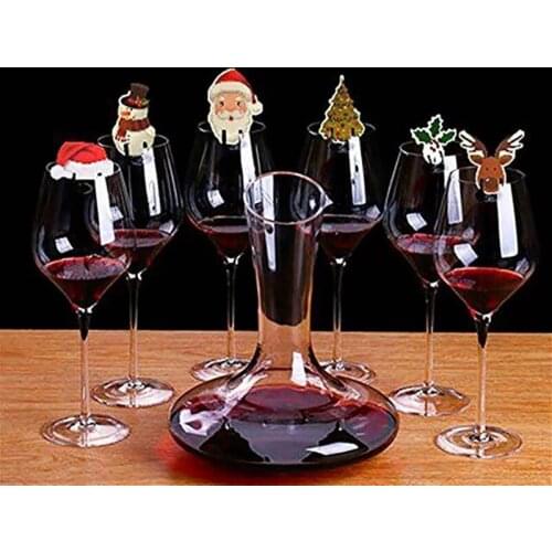 10Pcs Christmas Cup Card Christmas Decorations Santa Hat Wine Glass Decor Merry Christmas Ornament for New Year Party Supplies
