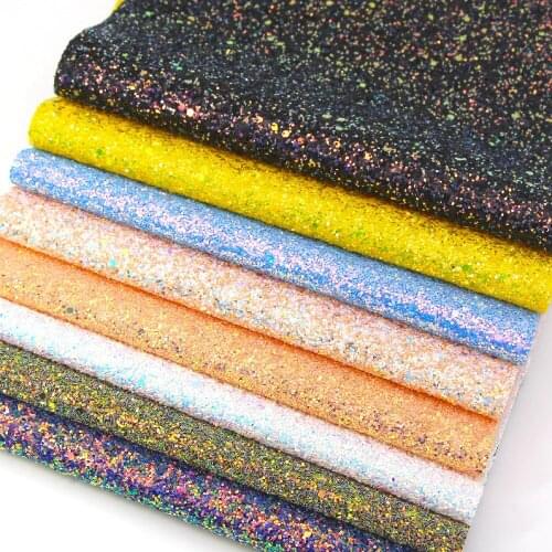 20x30cm Sequins Synthetic Leather Fabric Solid Color Chunky Glitter Leather Handmade Bags/Hair Bows DIY Material Decoration