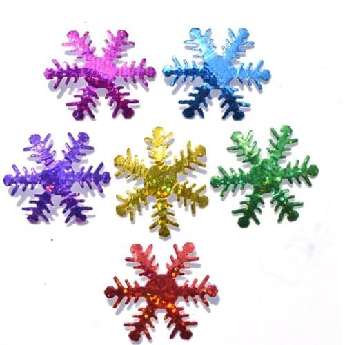 50Pcs 35mm Mixed Giltter AB Snowflake Appliques Wedding/Party/Wreath/Christmas Decoration Craft DIY Accessories K25