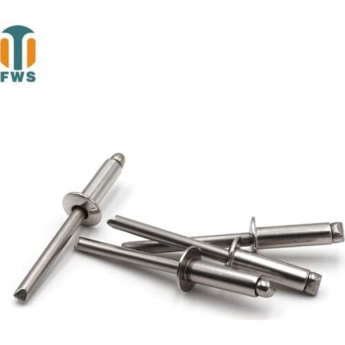 50 PCS M3.2 M4.8 12-18mm DIN EN ISO 15983 GB /T 12618.4 Stainless Steel Open End Blind Rivets Pop Rivets With Protruding Head