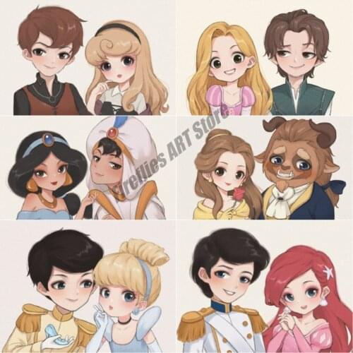 DIY 5D Diamond Painting Disney Cartoon Princess and Prince Series Frozen Embroidery Childrens Crafts Mosaic Home Decor Gift