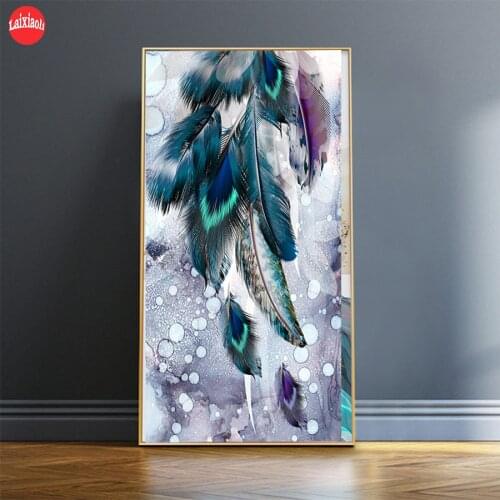 5D DIY Diamond Painting Abstract art colorful feathers Hot selling home art cross stitch full squareround diamond embroidery