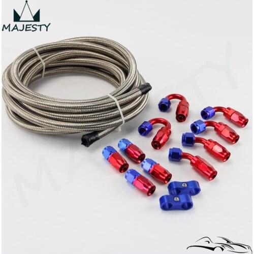 AN4 STAINLESS STEEL NBRAIDED OIL line/hose +Fitting Hose End Adaptor KIT