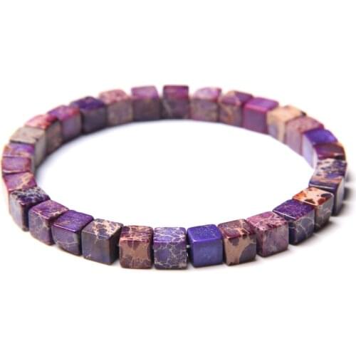 Colorful Natural Stone Emperor Jaspers Beads Bracelet Fashion Square Tube Gem Stone Beads Bracelet Bangles for Women Men Jewelry