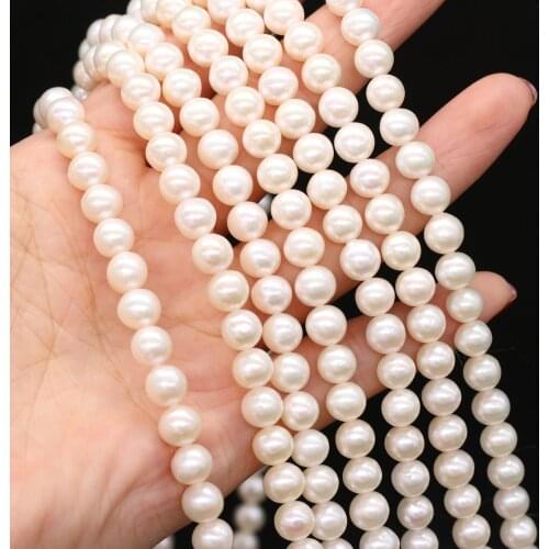 Natural Freshwater Pearl Beads Round Shape isolation Loose Beads For jewelry making DIY necklace bracelet accessories 7-8mm
