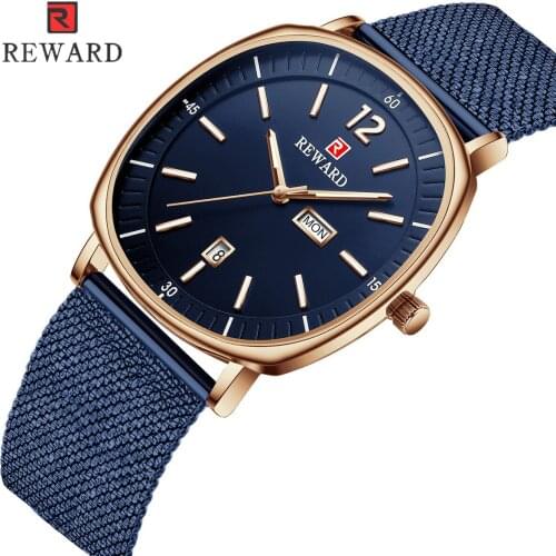 Relogio Masculino REWARD Quartz Watch Men Top Brand Luxury Sports Quartz Mens Watches Waterproof Calendar Square Wristwatch Male
