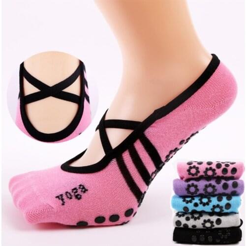 CKAHSBI Cotton Sports Yoga Socks Women Anti Slip Bandage Ladies Ventilation Pilates Ballet Dance Sock Slippers