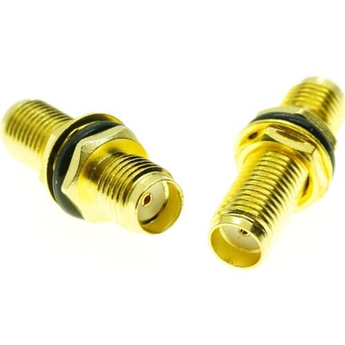 SMA 2 Dual Female Connector Socket SMA Female To SMA Female Plug O-ring Bulkhead Panel Mount Nut Gold Plated Brass RF Coaxial
