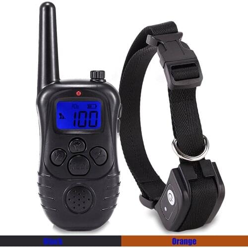 300M Remote Electronic Pet Dog Training Collars With Lcd Blue Screen Display Rechargeable Rainproof 100 Levels Dog Collars