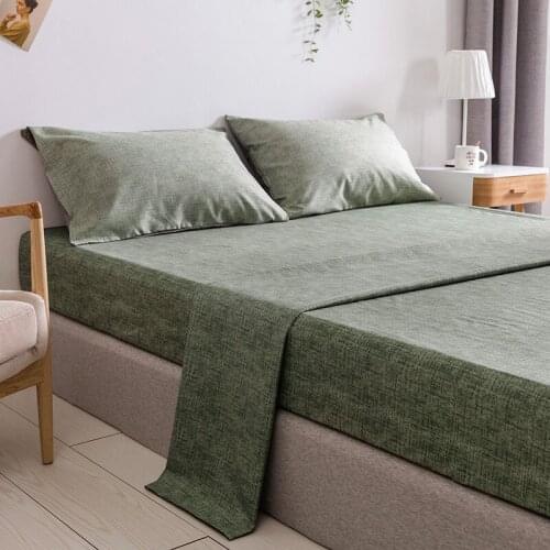 Bedding Set Brief Flat Sheet + Fitted Sheet + Pillowcase Bed Sheet with Elastic Band Solid Color Sanding Bedding Linens Bed set