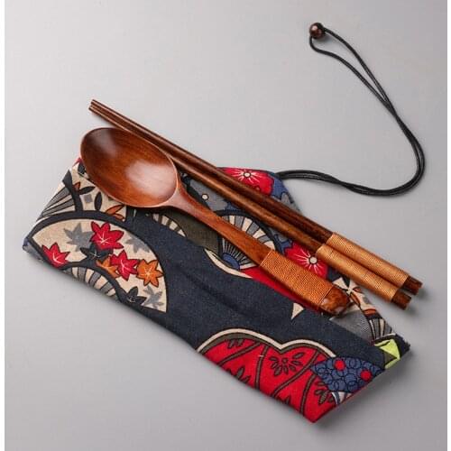 Creative Tableware Chopsticks Spoon Cloth Bag Kit High-End Gift Chopstick and Spoon Chinese Style Festive Gift