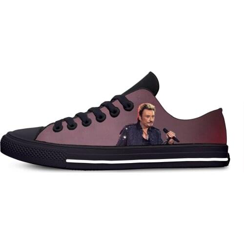 Hot Rock Star Johnny Hallyday Music Singer Fashion Casual Cloth Shoes Low Top Lightweight Breathable 3D Print Men women Sneakers