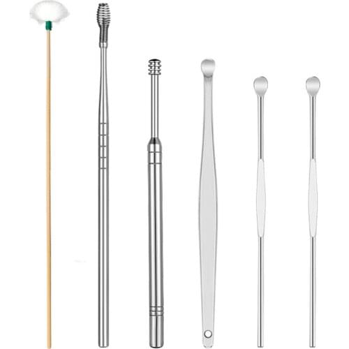 Ear Cleaner Kits Stainless Steel Earpick Wax Remover Curette Feather Ear Pick Ear Cleaner Spoon Spiral Ear Clean Tool T