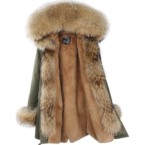 MAOMAOKONG new fall/winter sleeved raccoon fur collar placket wool pie overcoming coat mid-length female