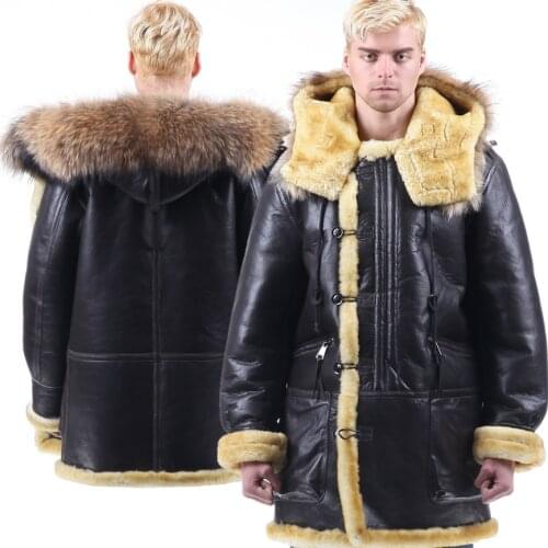 B3 shearling Bomber Fur military pilot World II Flying aviation air Leather jacket Environmental protection of leather Mens B7