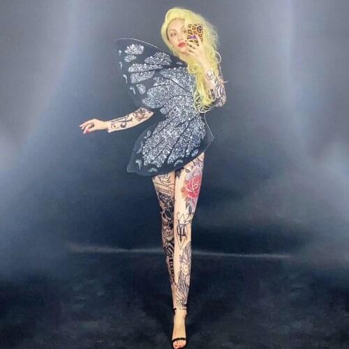 Birthday Outfits For Women Sexy Club Dress Women Print Jumpsuit Butterfly Wings Out Clothes Halloween Party Clothing DQL4072